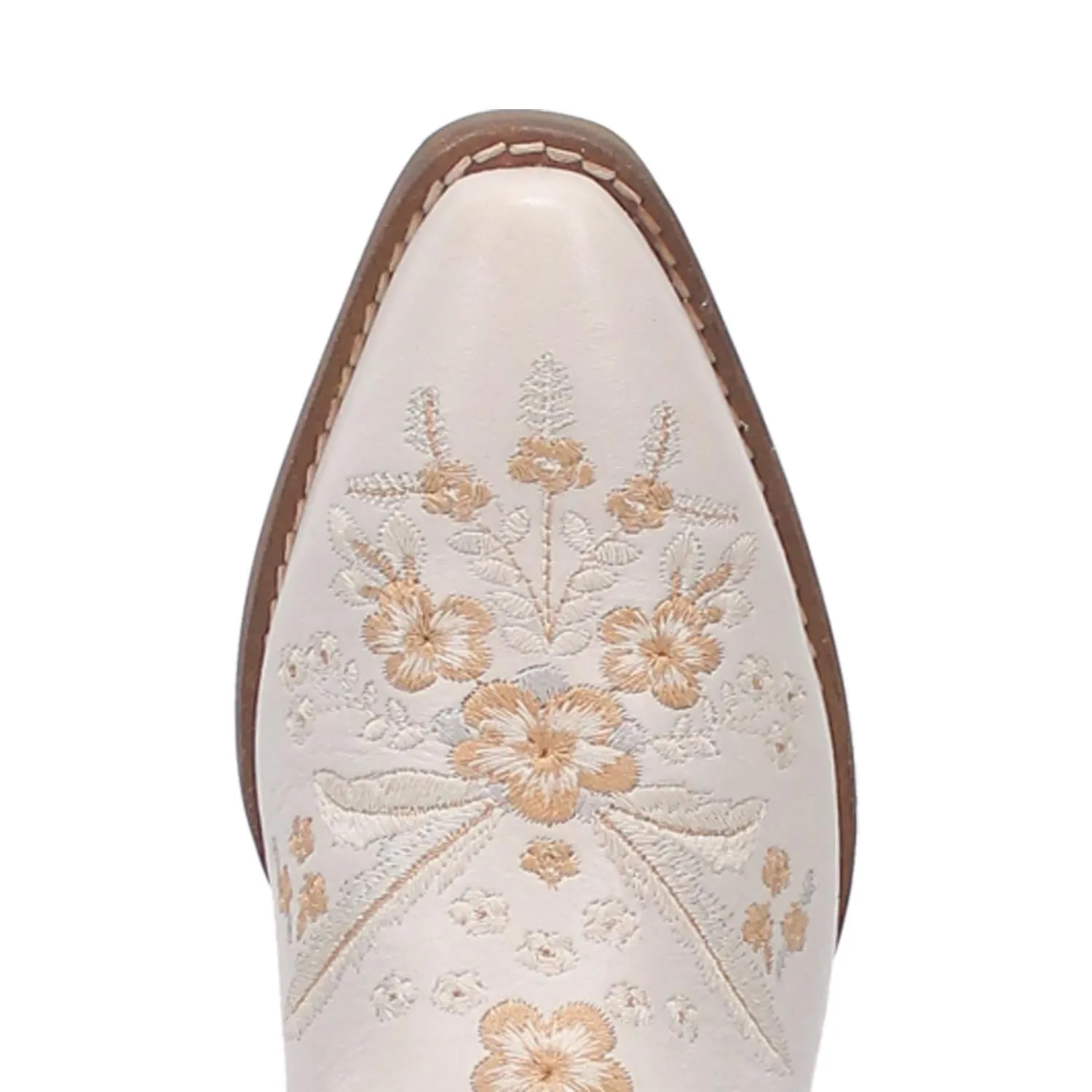 Online Exclusive | Dingo | Wildflower Leather Floral Stitch Mule Bootie in White **PREORDER