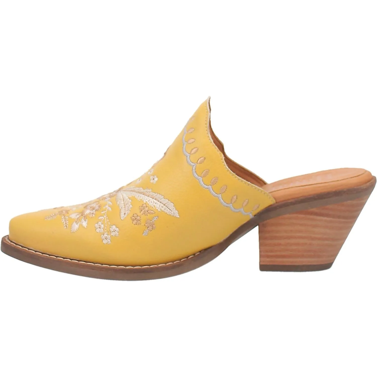 Online Exclusive | Dingo | Wildflower Leather Floral Stitch Mule Bootie in Yellow **PREORDER