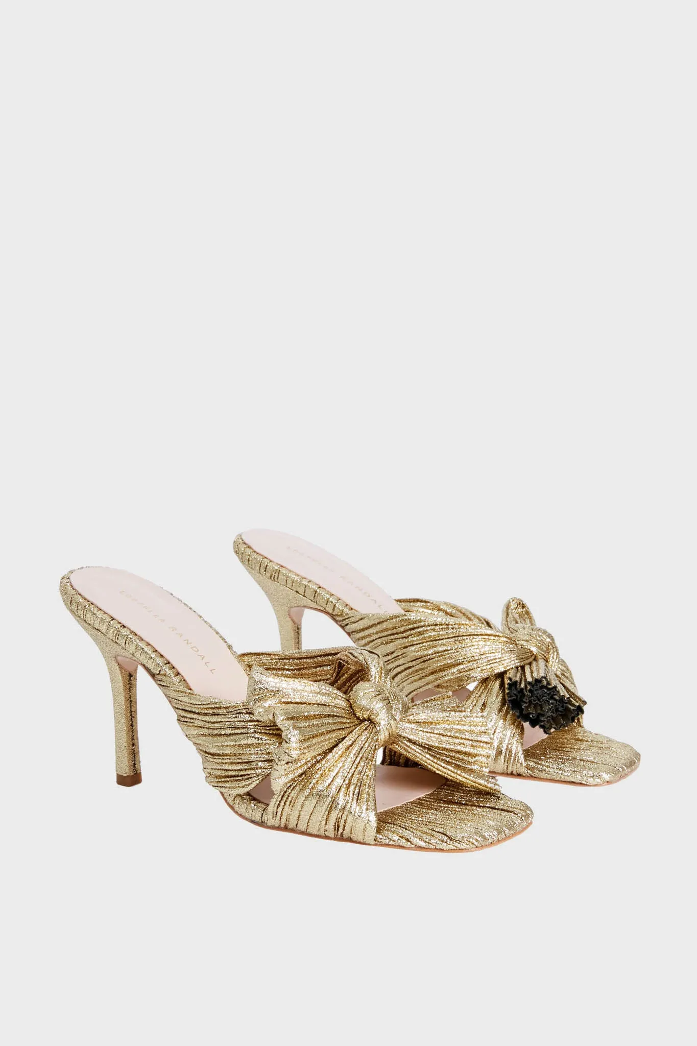 Oro Lame Claudia Pleated Skinny Heel Mule