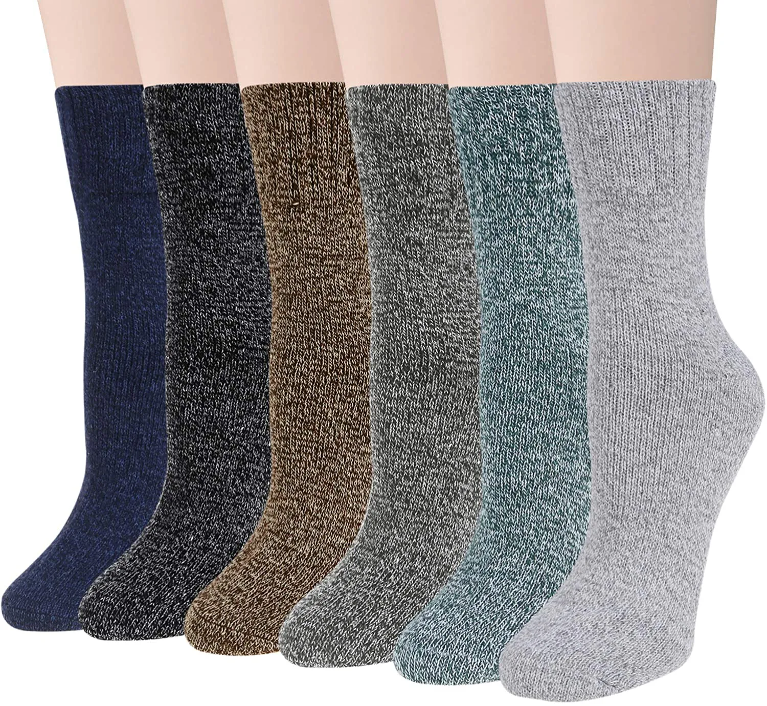 Pack of 5 Womens Winter Socks Warm Thick Knit Wool Soft Vintage Casual Crew Socks Gifts