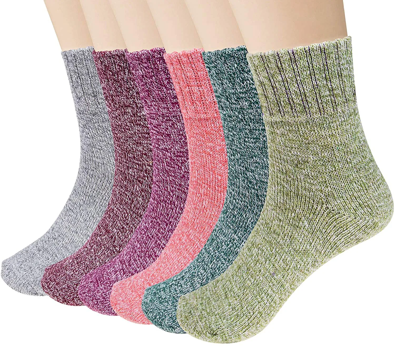 Pack of 5 Womens Winter Socks Warm Thick Knit Wool Soft Vintage Casual Crew Socks Gifts