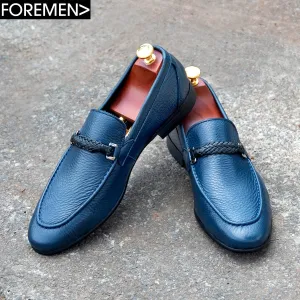 PHELIX | Navy Blue Leather Loafer