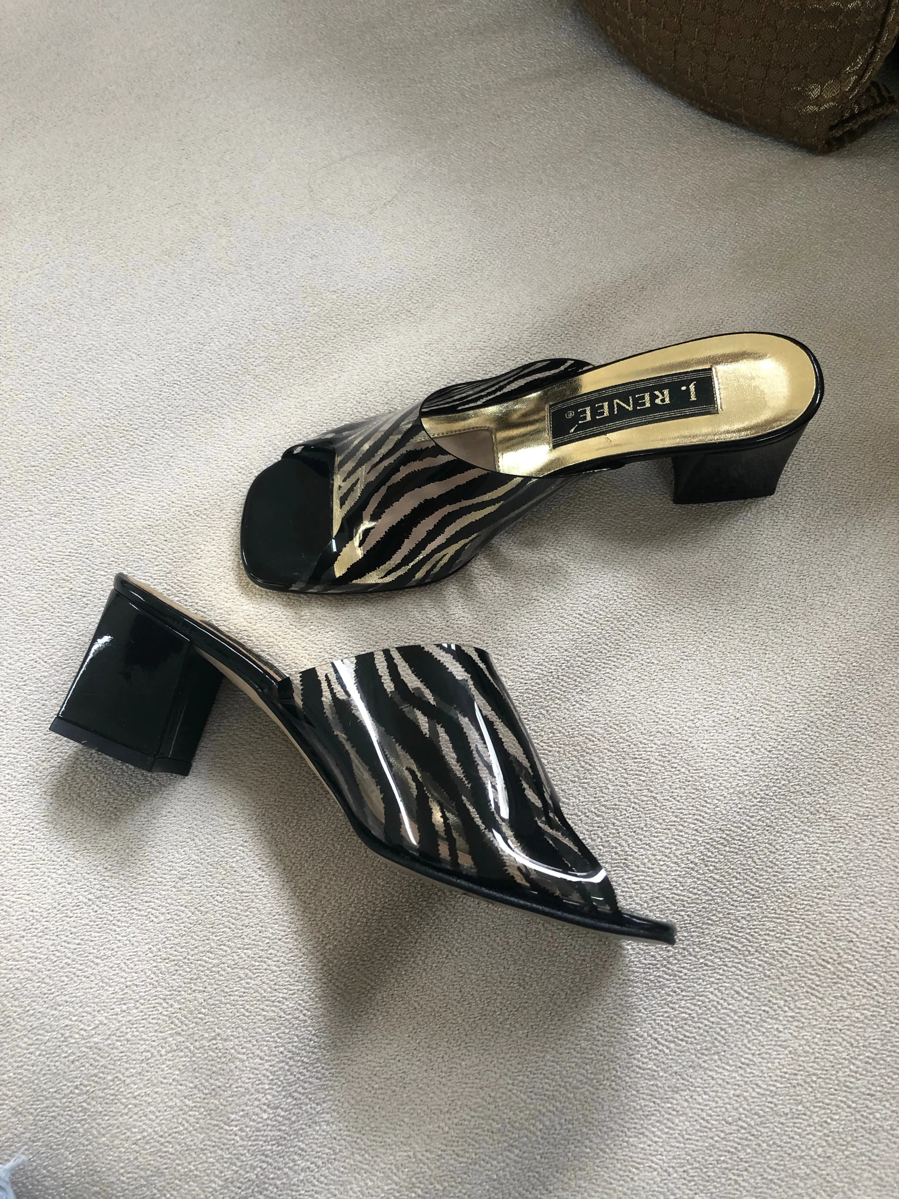 Plastic Strap Zebra Heels