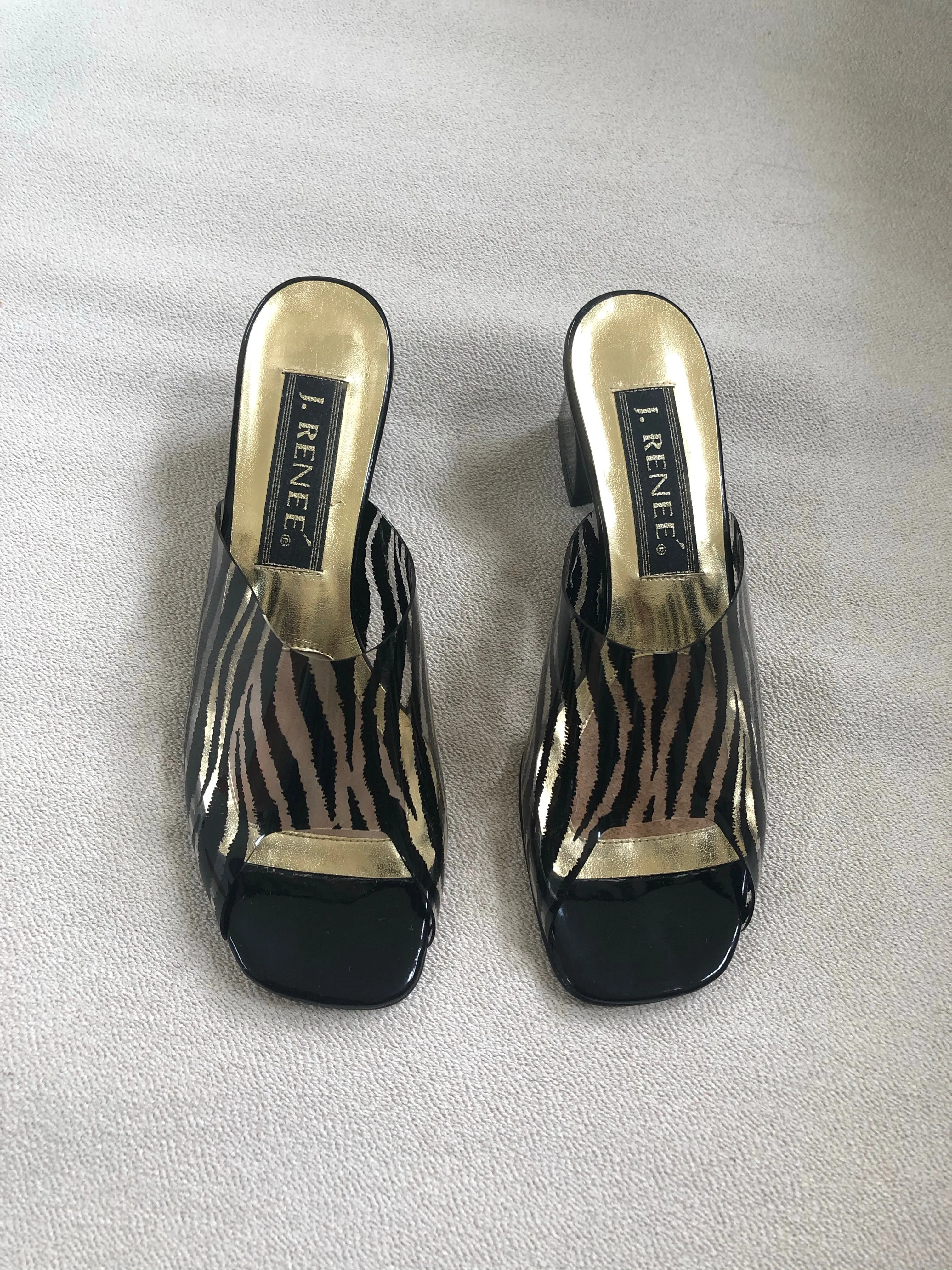 Plastic Strap Zebra Heels