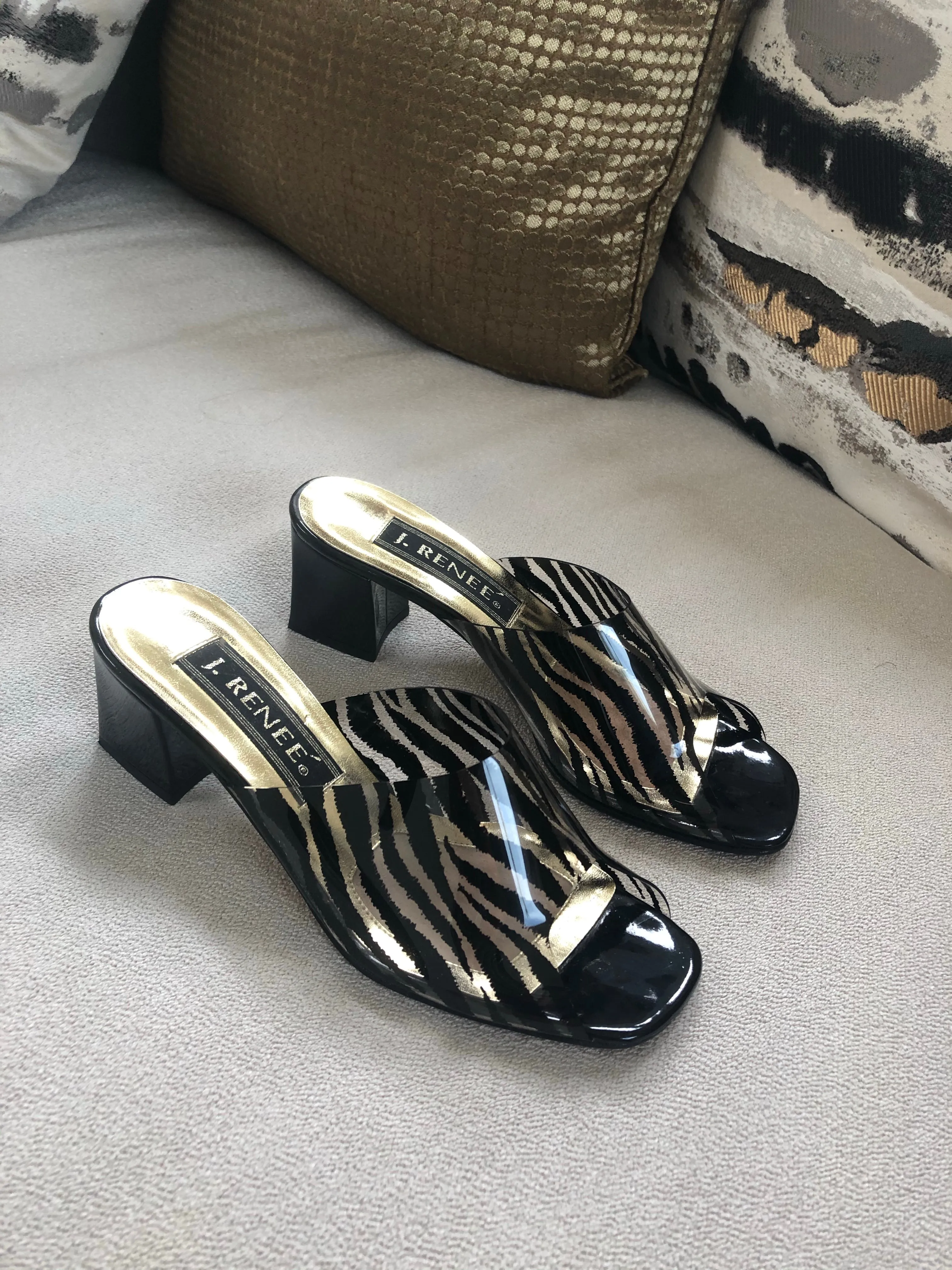 Plastic Strap Zebra Heels