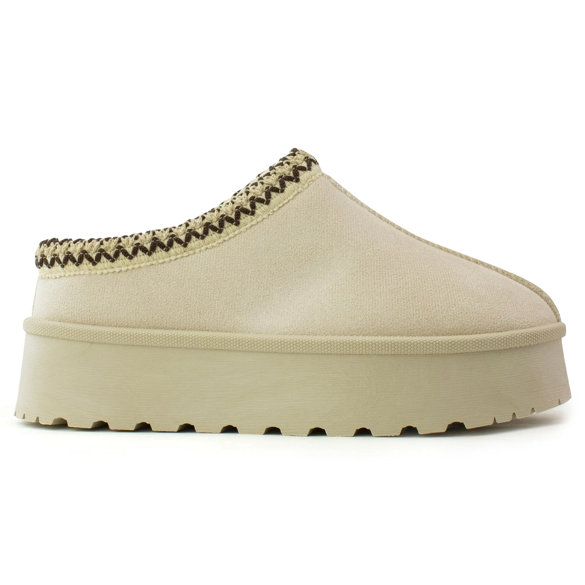 Platform Shearling Mule Clog BEIGE