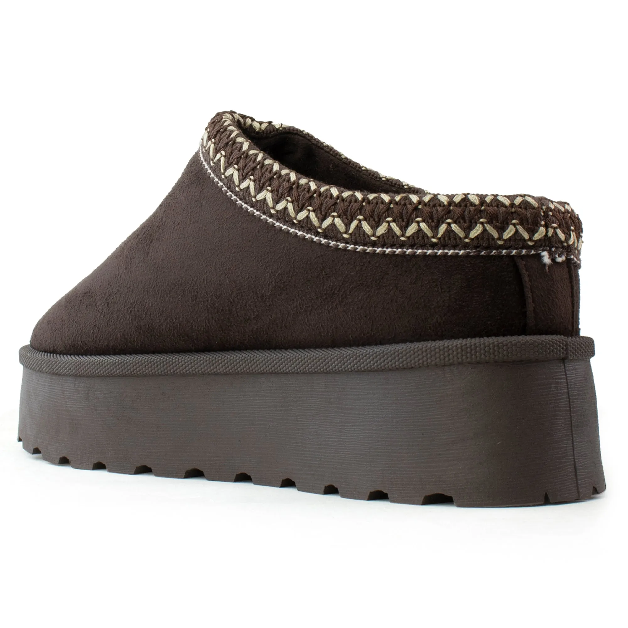 Platform Shearling Mule Clog BROWN