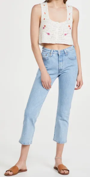 Premium 501 Crop Light Wash Jeans