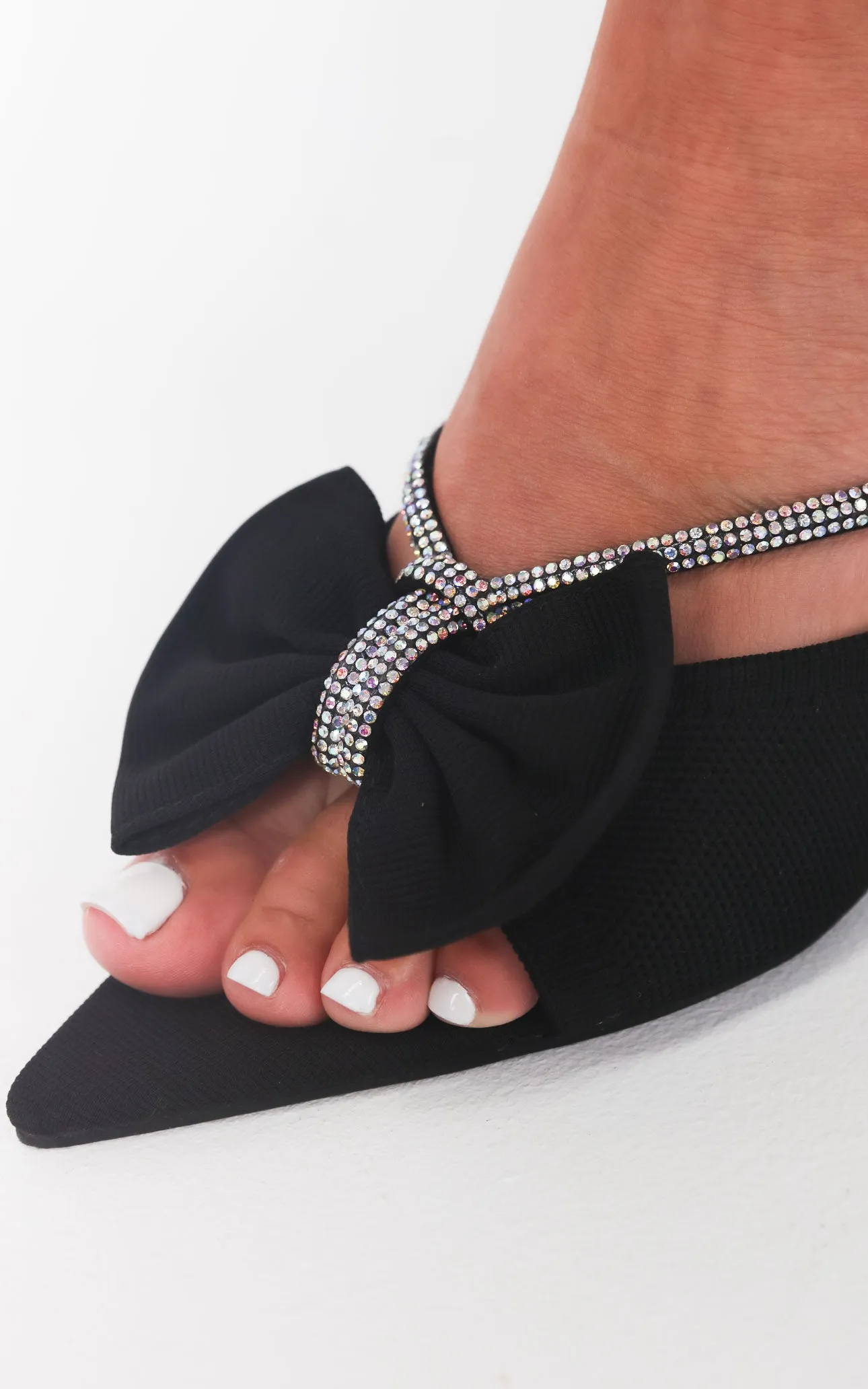 (Preorder) Quincy Mule Heels - Black Rhinestone