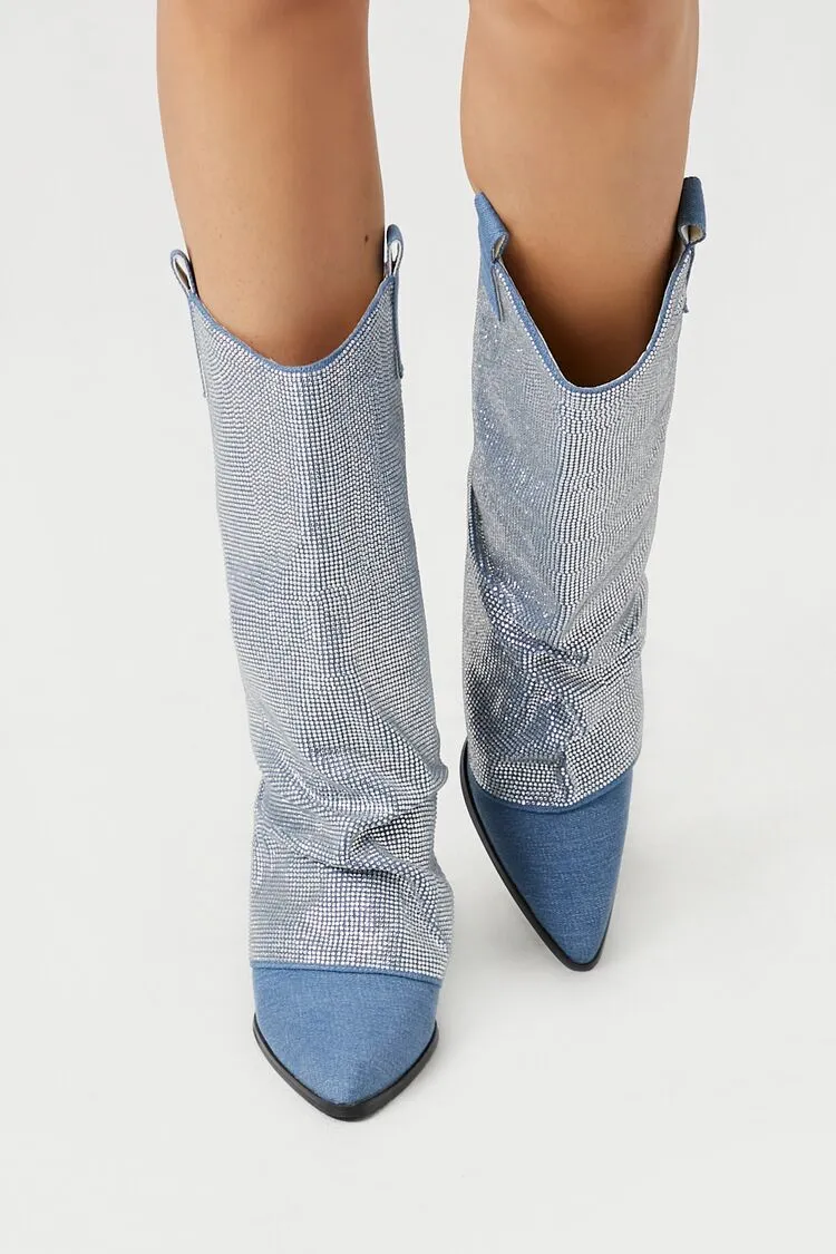 Rhinestone Denim Boots