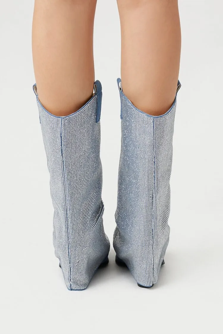 Rhinestone Denim Boots