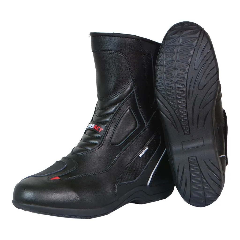 RIDERACT® Waterproof Motorcycle Boots Black Surface