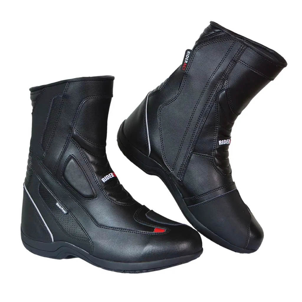 RIDERACT® Waterproof Motorcycle Boots Black Surface