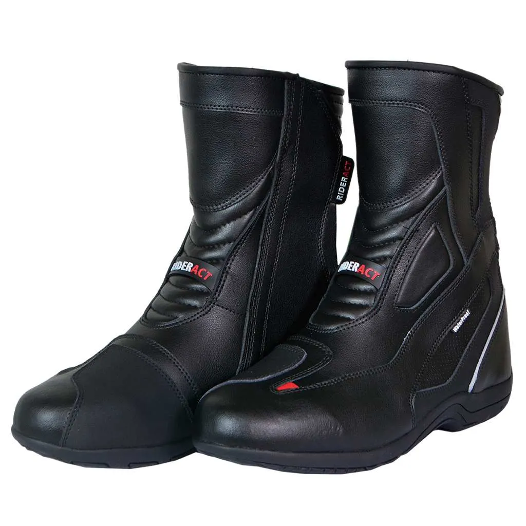 RIDERACT® Waterproof Motorcycle Boots Black Surface