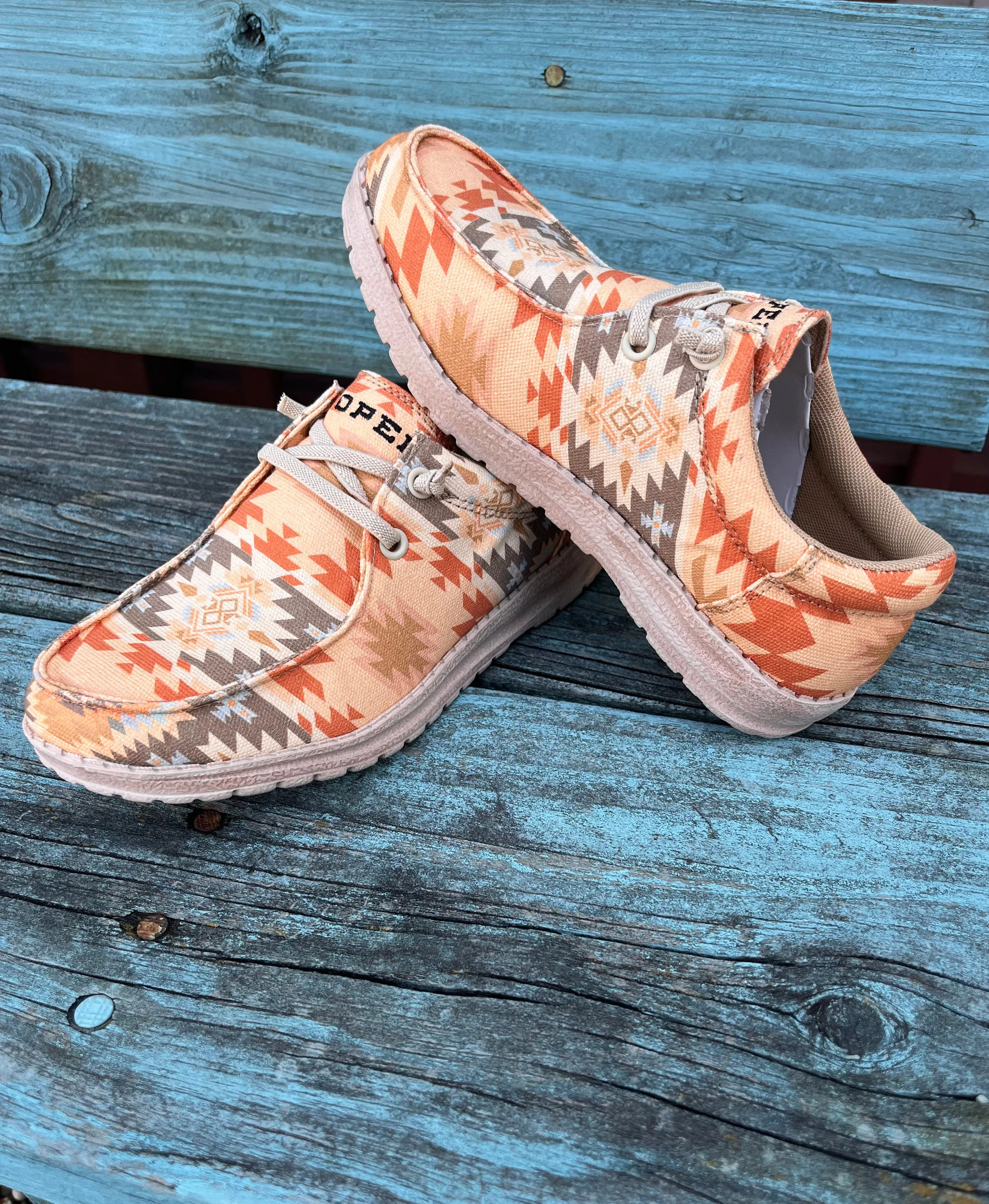 Roper Women's Eva Moc Peach Aztec Casual Shoes 1793-3174