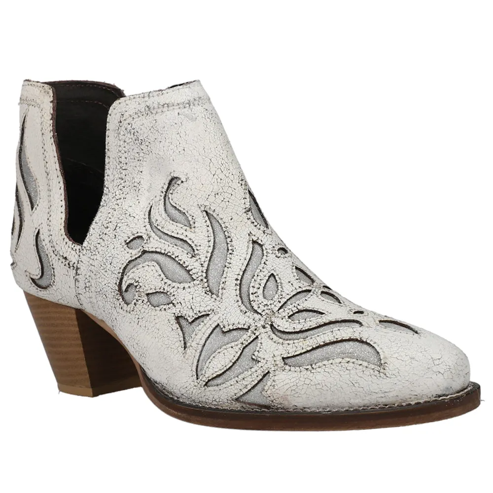 Rowdy Glitz Vintage Tooled Inlay Snip Toe Cowboy Booties