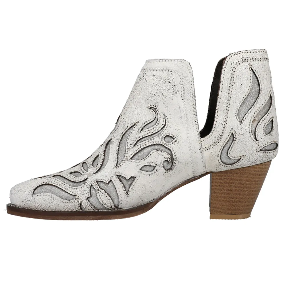 Rowdy Glitz Vintage Tooled Inlay Snip Toe Cowboy Booties