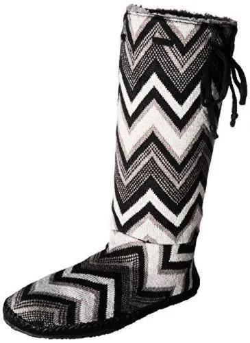 Sanuk Snuggle Up Black / Multi Chevron Boots