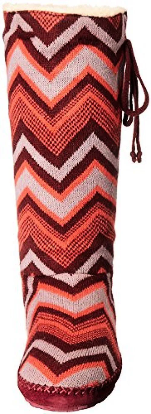 Sanuk Snuggle Up Burgundy / Multi Chevron Boots