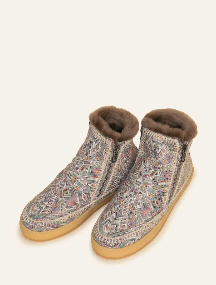 Setsu Crochet Ankle Boot Aztec Multi Natural