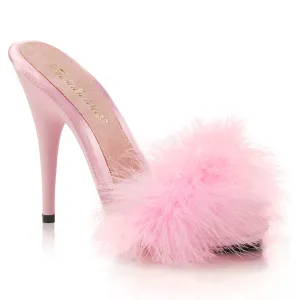 Sexy Marabou Baby Pink Slides