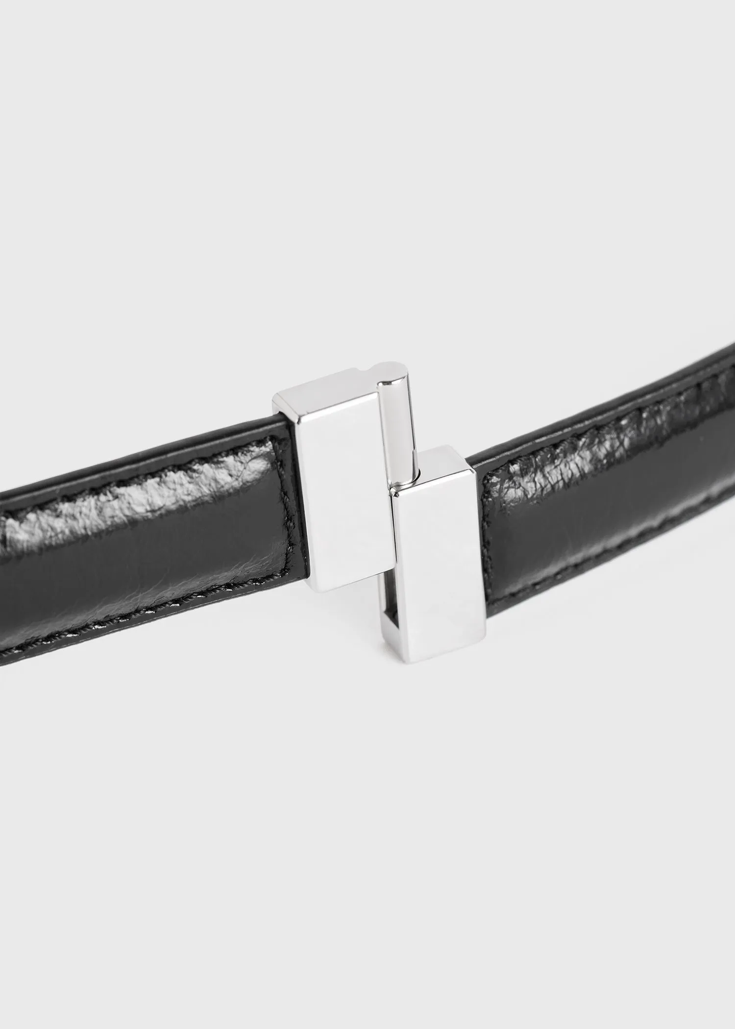 Slide clasp naplack-leather belt black