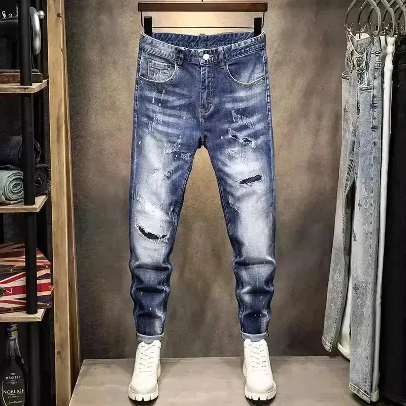 Slim Fit Light Washed Ripped Jeans