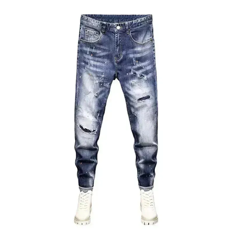 Slim Fit Light Washed Ripped Jeans