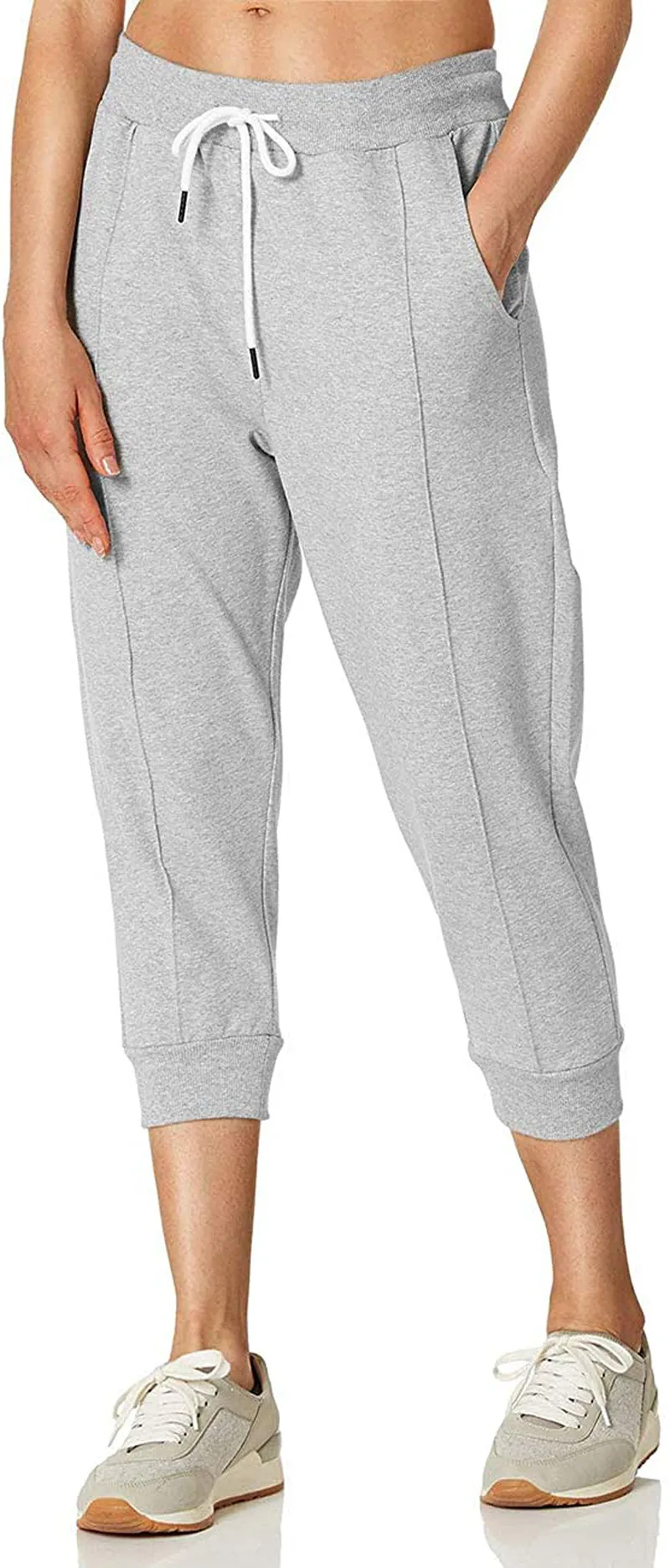 SPECIALMAGIC Women's Sweatpants Capri Pants Cropped Jogger Running Pants Lounge Loose Fit Drawstring Waist with Side Pockets