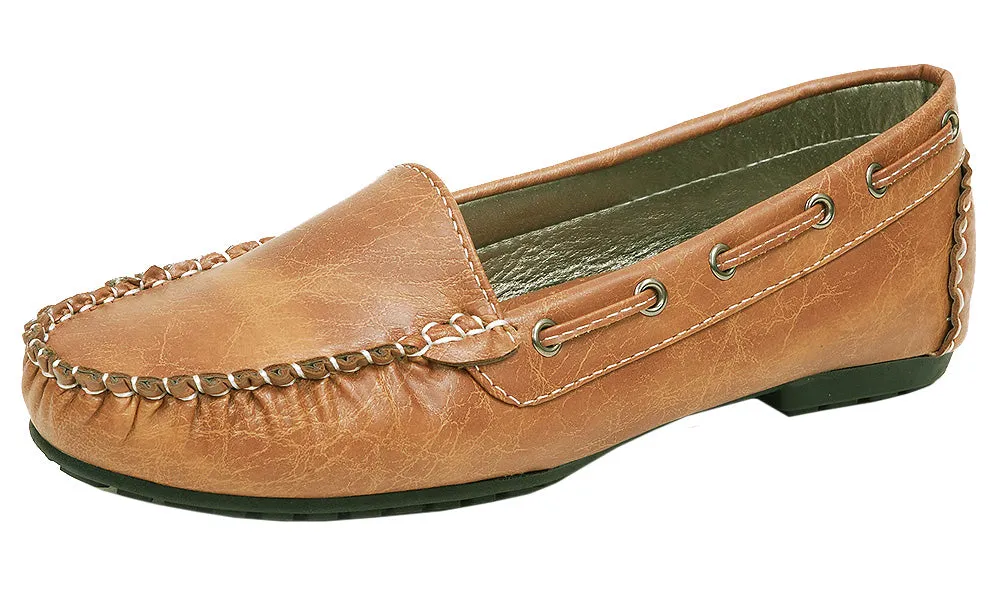 Spicy Women's F592 Laced Non-Skid Slip-On Boat Moccasin Driving Loafer