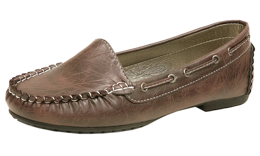 Spicy Women's F592 Laced Non-Skid Slip-On Boat Moccasin Driving Loafer