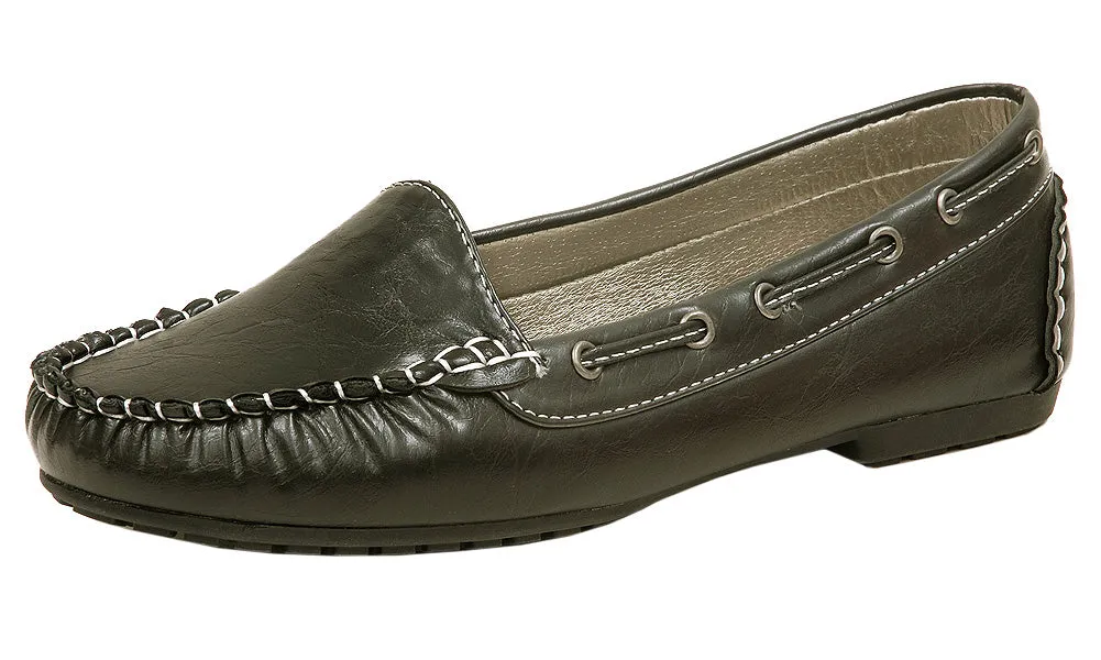 Spicy Women's F592 Laced Non-Skid Slip-On Boat Moccasin Driving Loafer