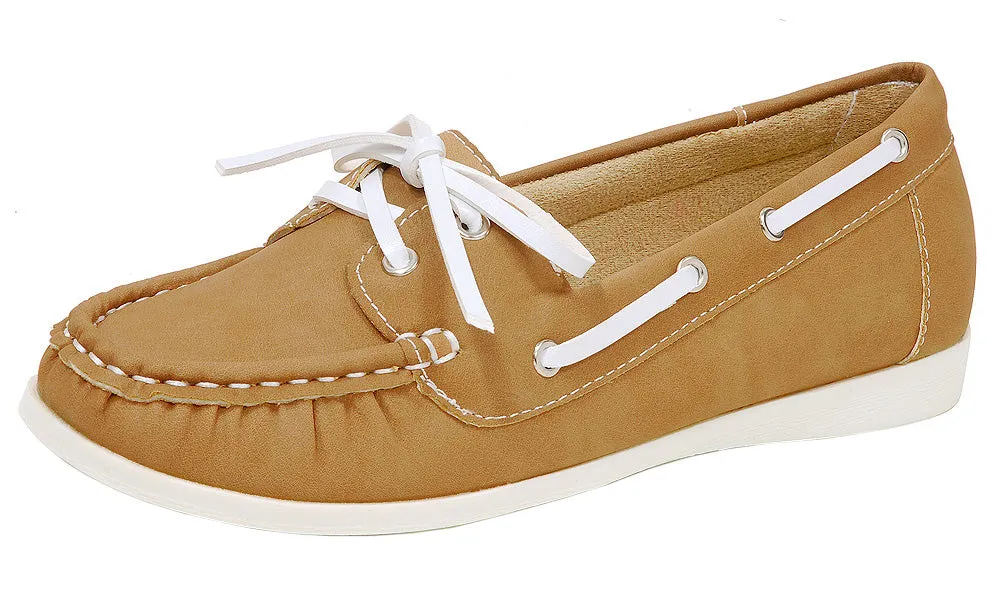 Spicy Women's F813 Slip-On Lace-Up Moccasin Loafer Driving Boat Shoe