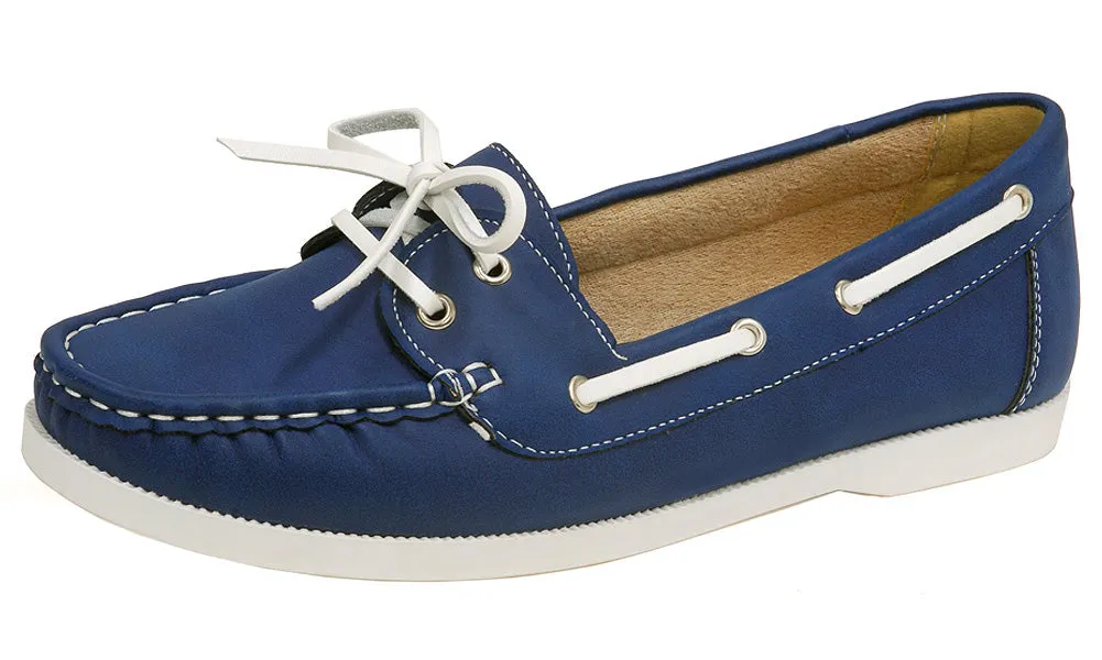 Spicy Women's F813 Slip-On Lace-Up Moccasin Loafer Driving Boat Shoe