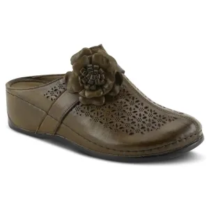 Spring Step Lilybean Olive Leather Clog (Women's)