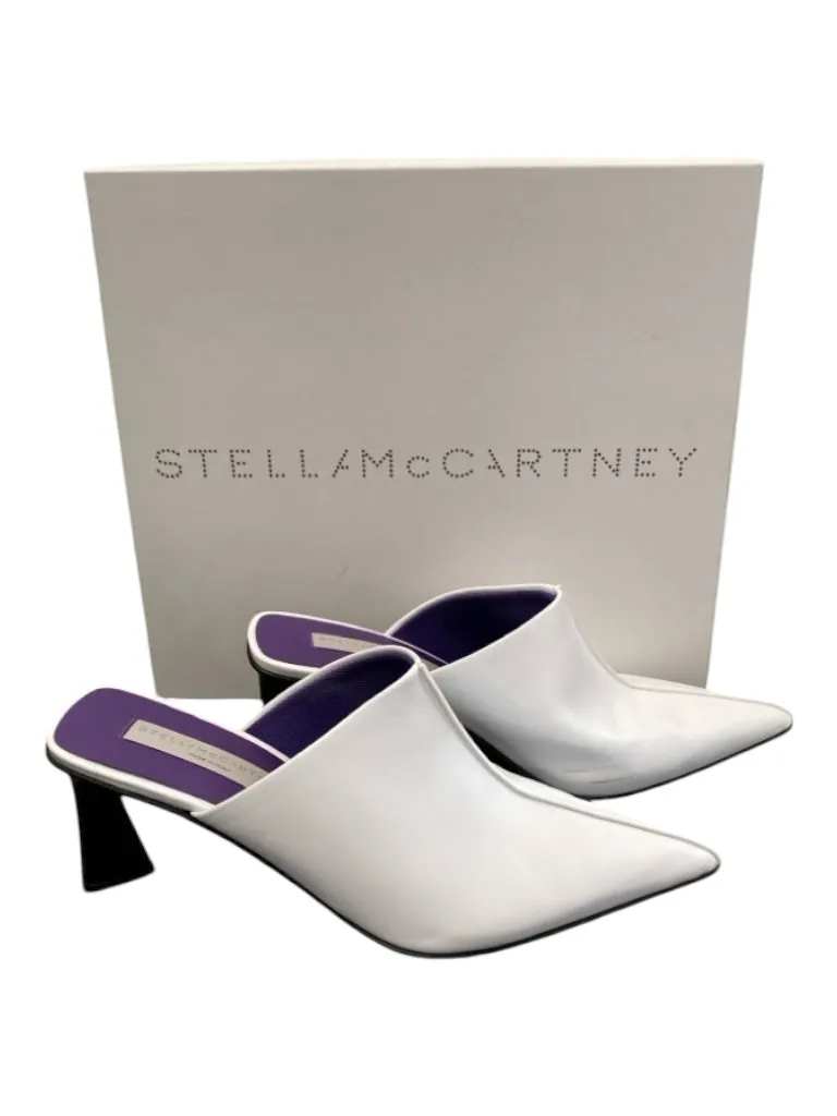 Stella McCartney Shoe Size 39 White Leather Pointed Toe seam detail Mule Shoes