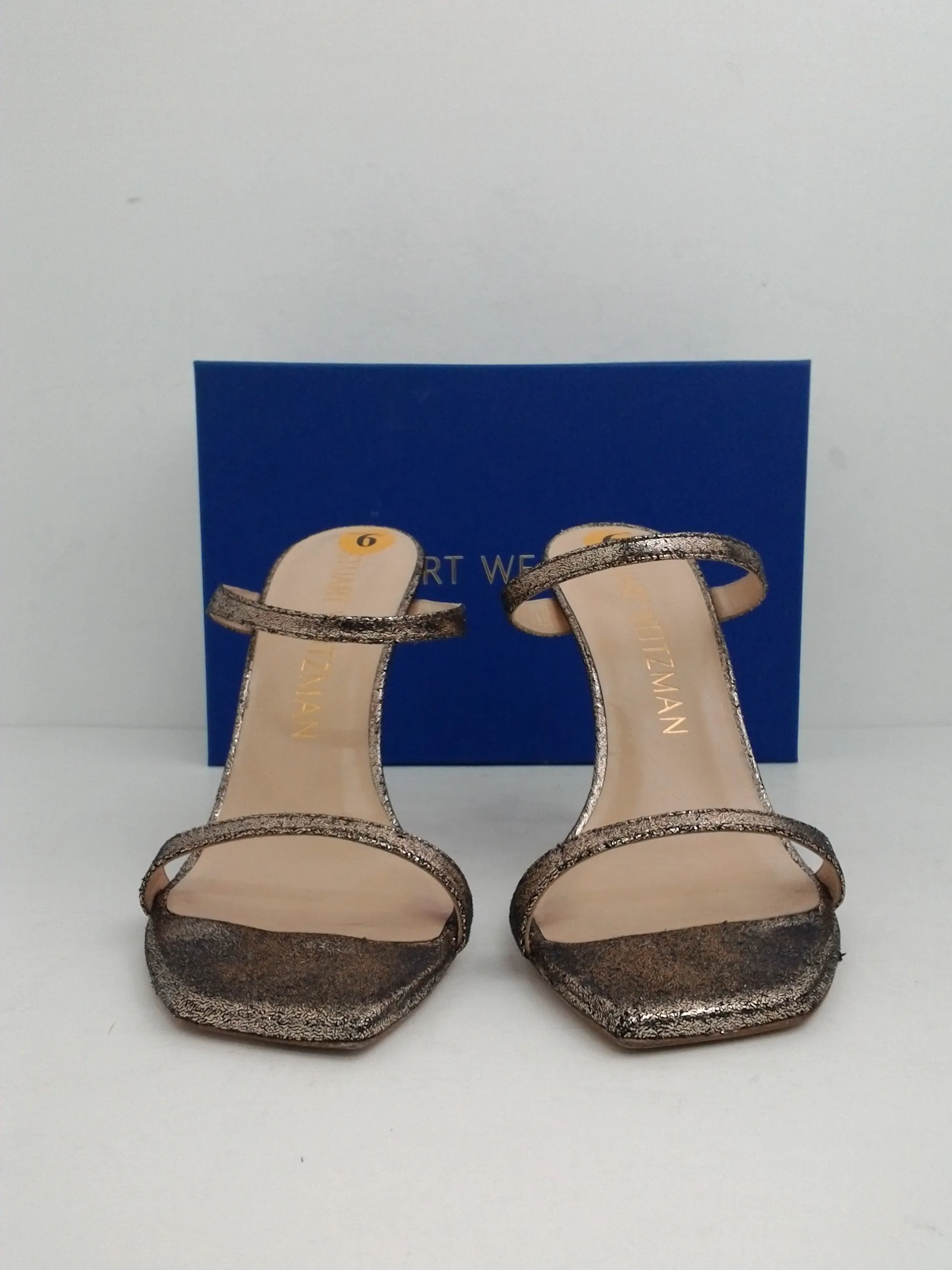 Stuart Weitzman Women's Aleena Platino Mule Sandal Size 9