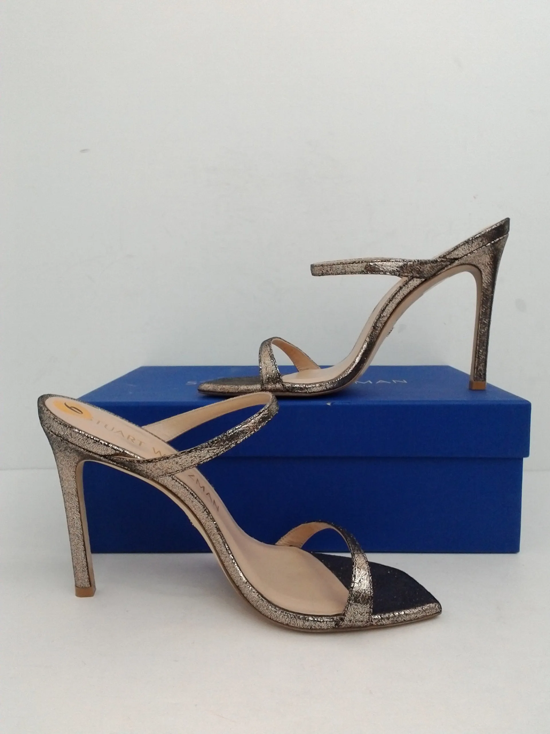 Stuart Weitzman Women's Aleena Platino Mule Sandal Size 9