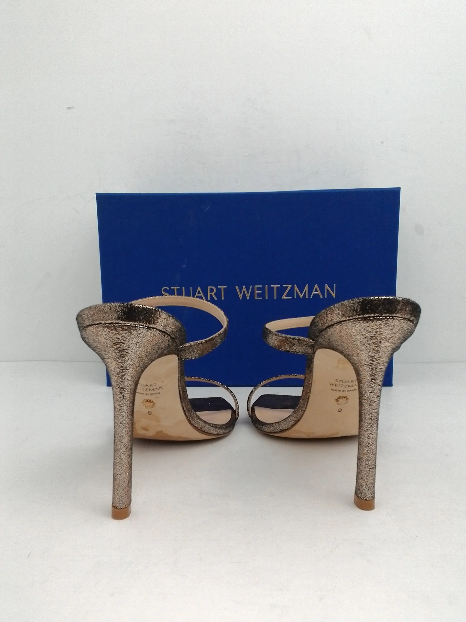 Stuart Weitzman Women's Aleena Platino Mule Sandal Size 9