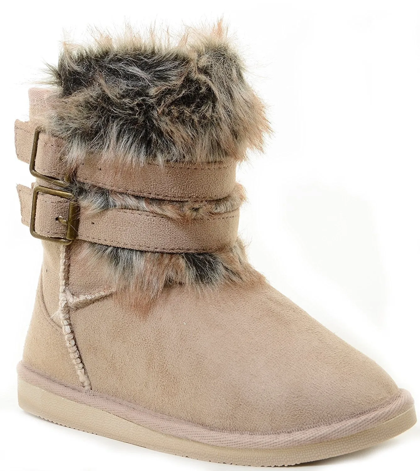 Super Furry Shearling Flat Eskimo Boots Women's Vegan Suede