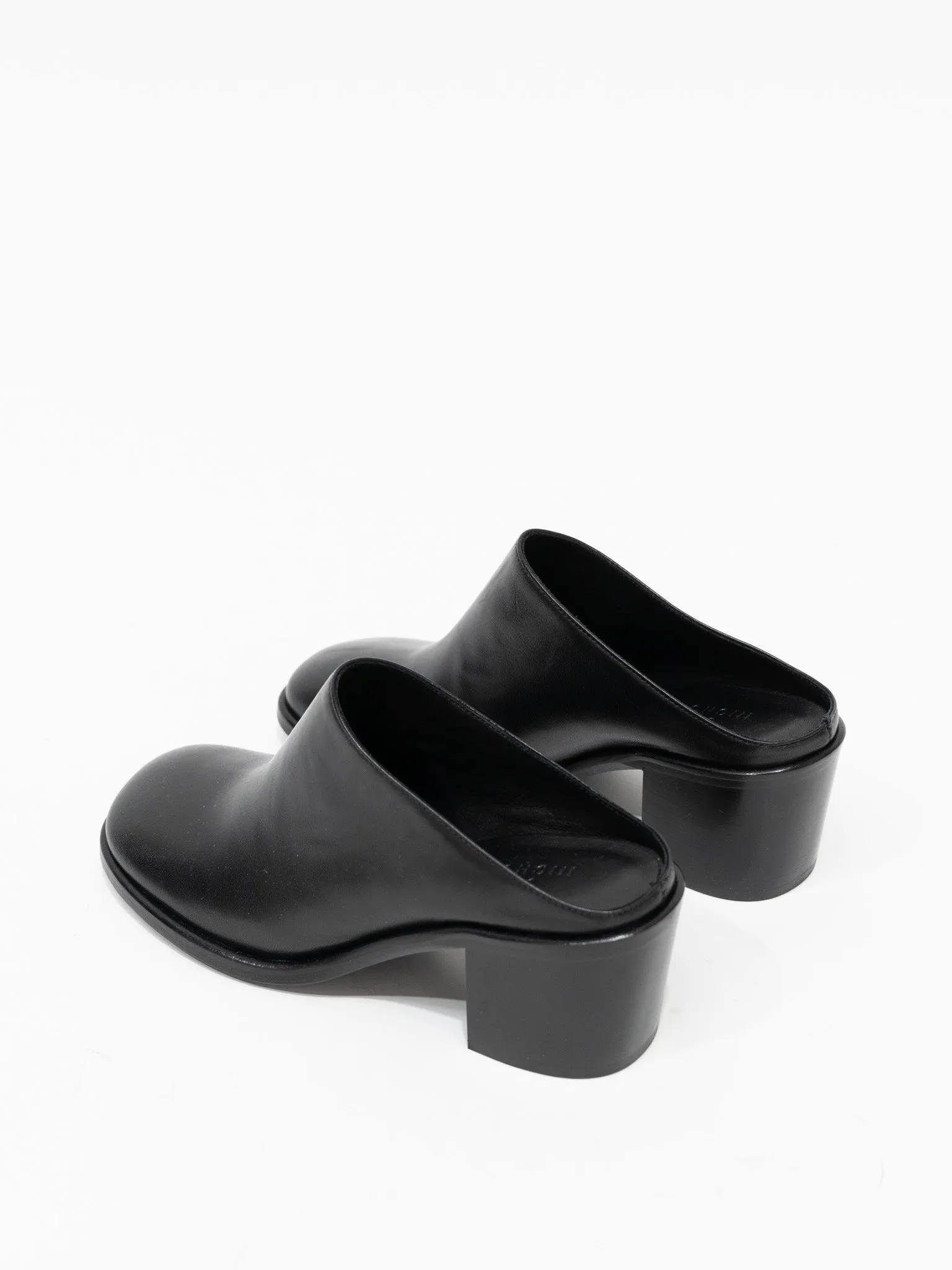 Tate Heeled Mule - Black Leather