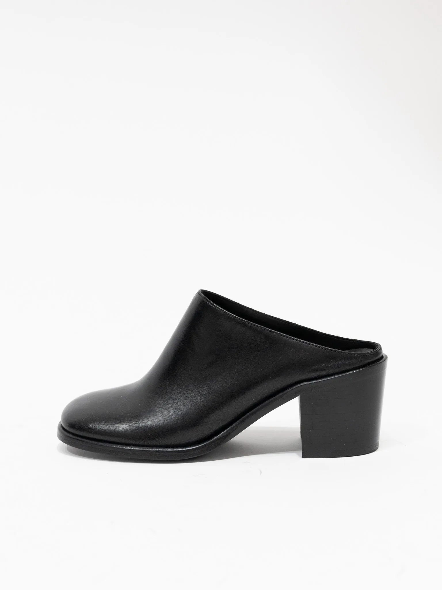 Tate Heeled Mule - Black Leather