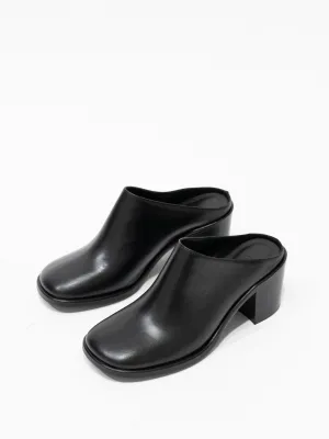 Tate Heeled Mule - Black Leather