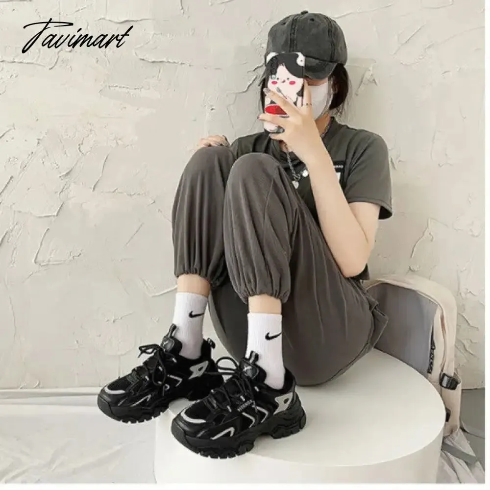 Tavimart Casual Vintage Womens Sports Shoes Mesh Breathable Platform Running Chunky Sneakers Student Vulcanized New Fashion Shoes