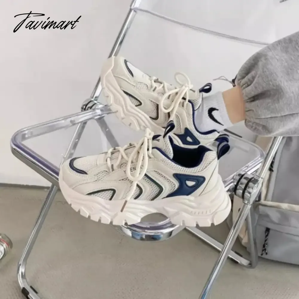 Tavimart Casual Vintage Womens Sports Shoes Mesh Breathable Platform Running Chunky Sneakers Student Vulcanized New Fashion Shoes