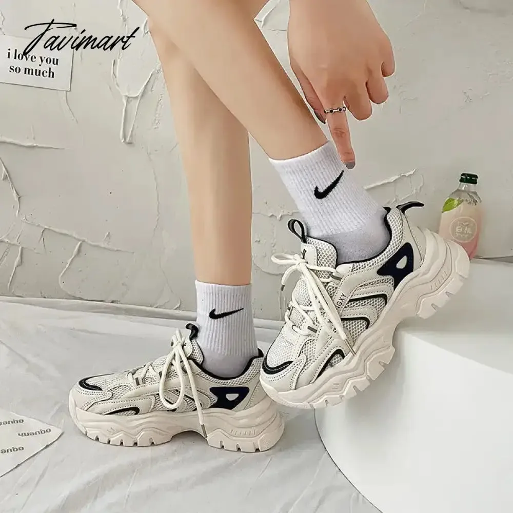 Tavimart Casual Vintage Womens Sports Shoes Mesh Breathable Platform Running Chunky Sneakers Student Vulcanized New Fashion Shoes