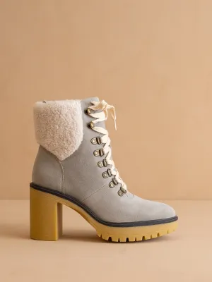 The Madilyn | Grey Platform Shearling Boots