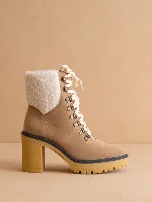 The Madilyn | Khaki Platform Shearling Boots