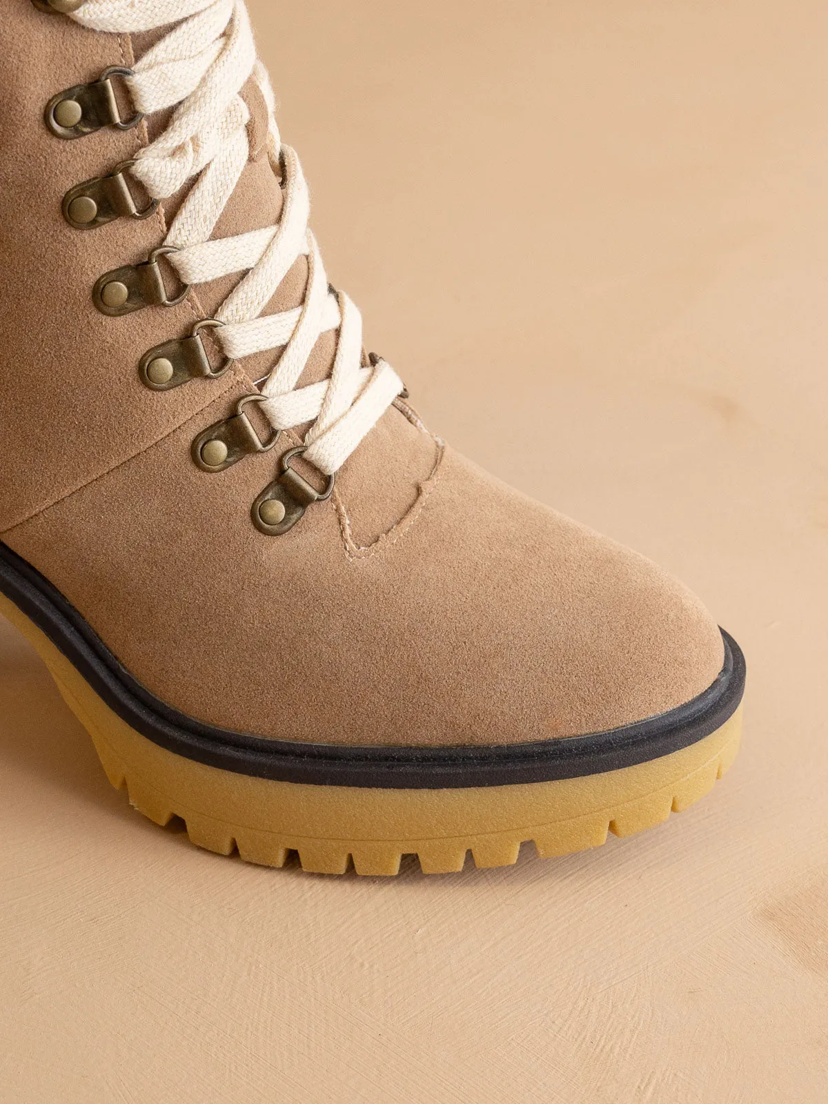 The Madilyn | Khaki Platform Shearling Boots