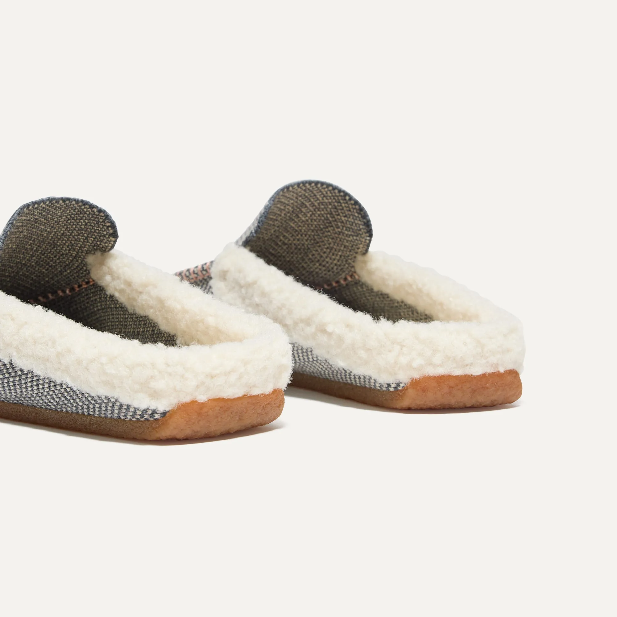 The Scuff Slipper - Grey Herringbone